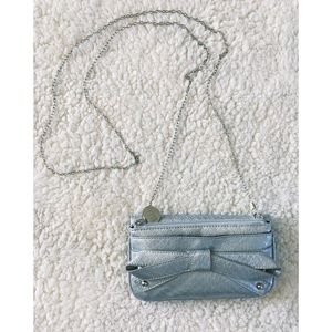 Silver wristlet wallet clutch